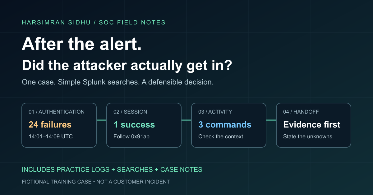 After the Alert: Did the Attacker Actually Get In? A SOC Investigation with Splunk