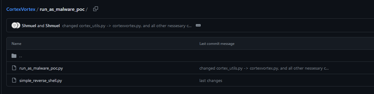 CortexVortex command output